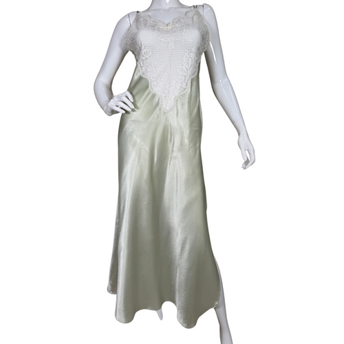 Valentino Intimo and Newman Marcus Sage Green Sleep Gown in a soft, pastel green color