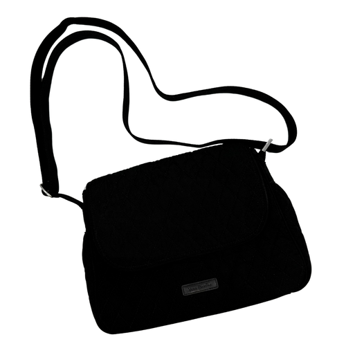Chic and versatile, this Vera Bradley Classic Black Quilted Crossbody Bag is a perfect go-to accessory. Designed with a soft yet durable fabric, it features a flap-over closure and an adjustable strap for crossbody or shoulder wear.