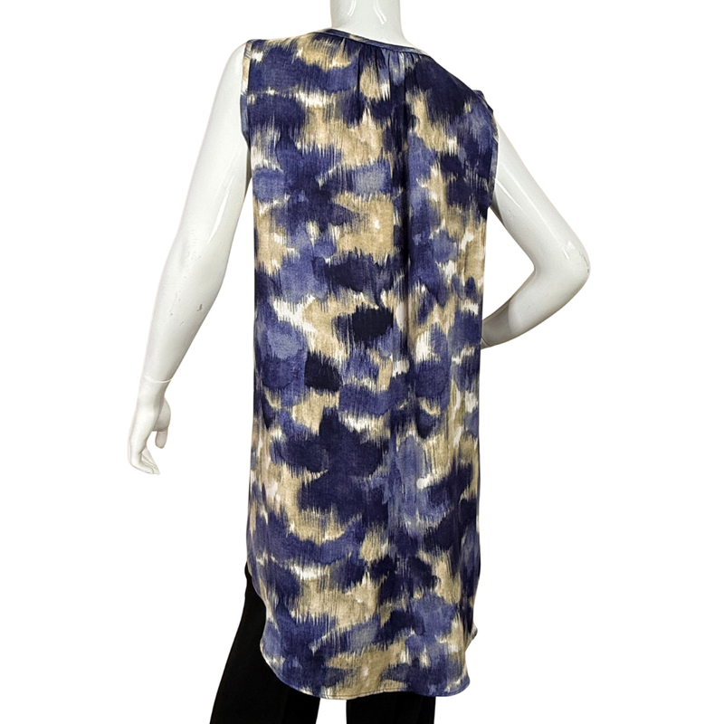 Load image into Gallery viewer, Vera Wang - Simply Vera Light Sleeveless Abstract Print Tunic Dress features an eye-catching abstract print in rich shades of navy, cream, and taupe.
