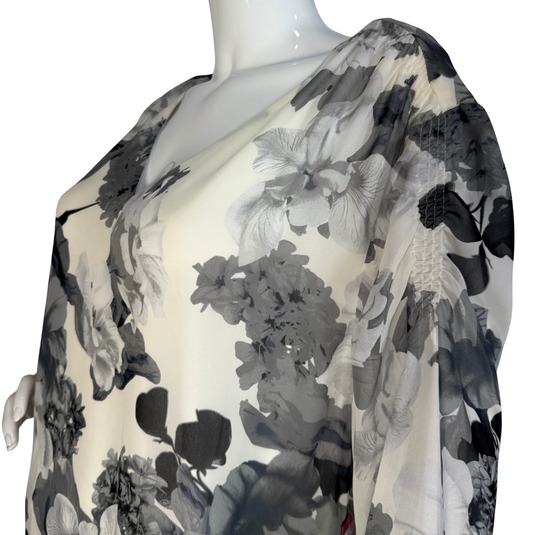 Vince White Blouse with Monochrome Florals