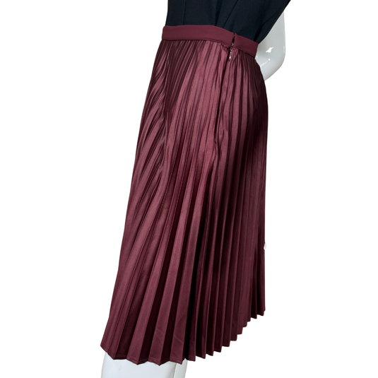 this Vince Burgundy Elegance – Pleated Midi Skirt, designed to move gracefully with every step