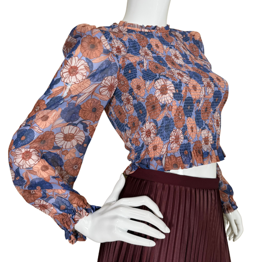 Wilfred Floral Mesh Smocked Blouse