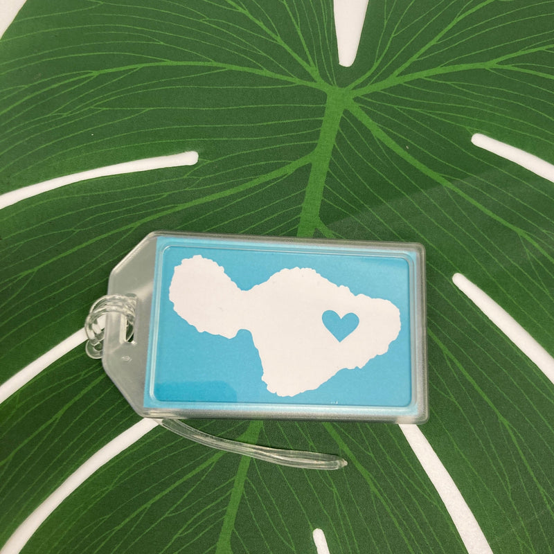 Load image into Gallery viewer, Aloha Christmas Pineapple Set by Matsumoto Studio on leaf showing maui luggage tag
