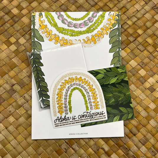 Aloha is Contagious Stationery Set - ShopYWCA. kakou collective design on lei paper 
