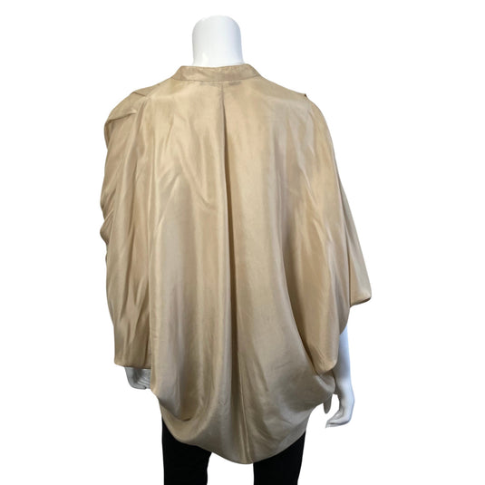 Twelfth Street by Cynthia Vincent Tan Silk Blouse on mannequin back view