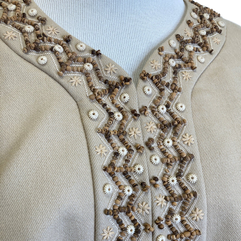 Load image into Gallery viewer, Dana Buchman Beaded Tan Jacket on mannequin front view
