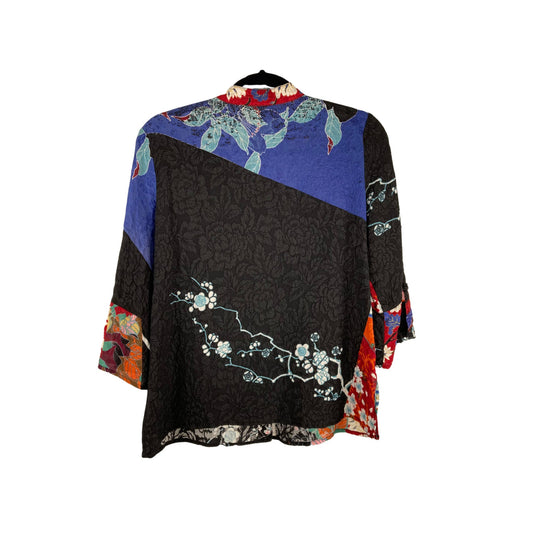 Citron Black Cherry Blossom Silk Blouse back view