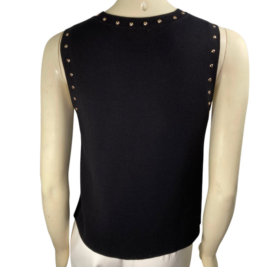 Kate Space Black Knit Tank Top on mannequin back view