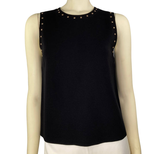 Kate Space Black Knit Tank Top on mannequin front view