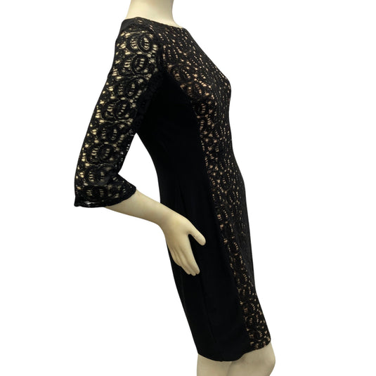 Anne Klein Black Lace Stretchy Dress on mannequin side view