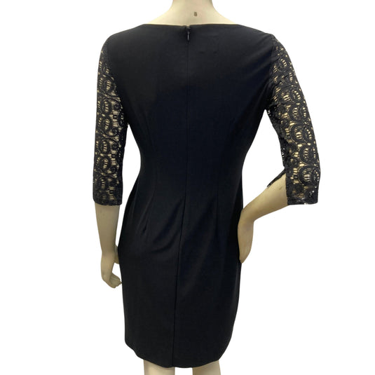 Anne Klein Black Lace Stretchy Dress on mannequin back view