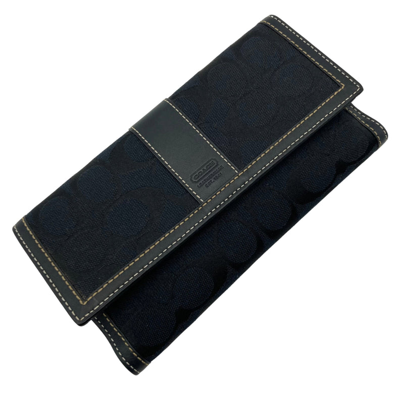 Load image into Gallery viewer, Coach Black Monogram Wallet and Checkbook Holder front view
