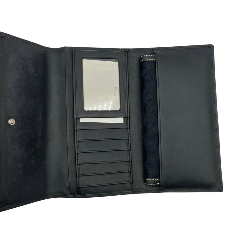 Load image into Gallery viewer, Coach Black Monogram Wallet and Checkbook Holder inside view of wallet
