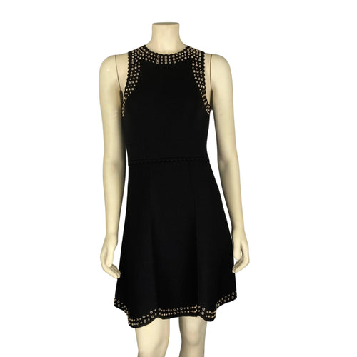 Sandro Black Scallop Dress on mannequin front view