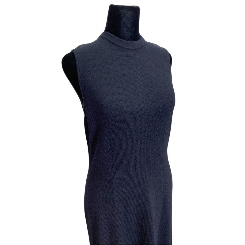 Load image into Gallery viewer, St John Black Sweater Dress front view close up
