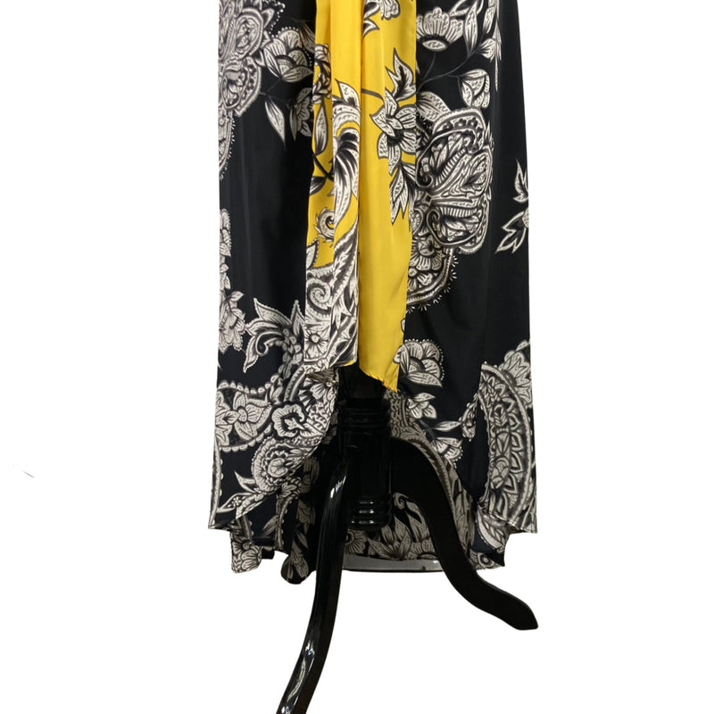 Load image into Gallery viewer, Yoana Baraschi Black and Yellow Floral Maxi Dress on mannequin length view
