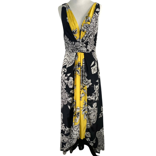 Yoana Baraschi Black and Yellow Floral Maxi Dress on mannequin front view