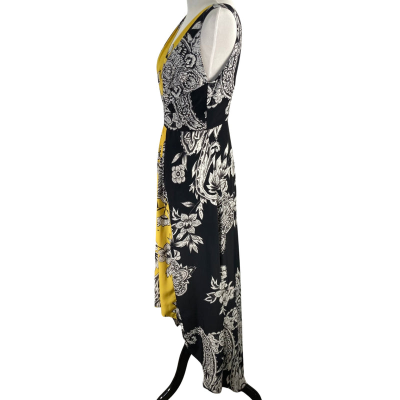 Load image into Gallery viewer, Yoana Baraschi Black and Yellow Floral Maxi Dress on mannequin side view

