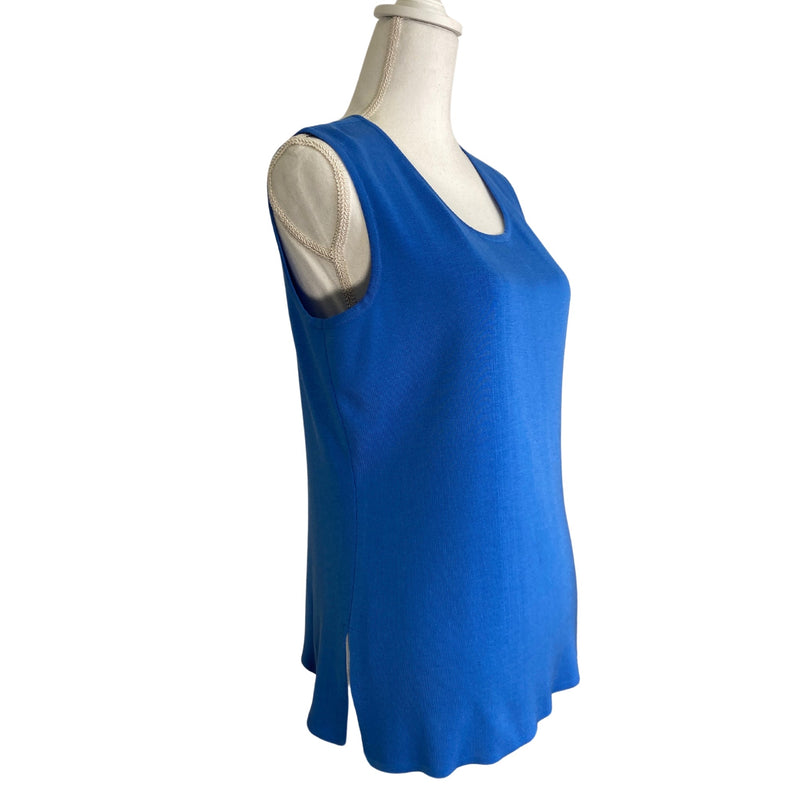 Load image into Gallery viewer, Misook Blue &amp; White Blazer and Tank Set tank top only side view
