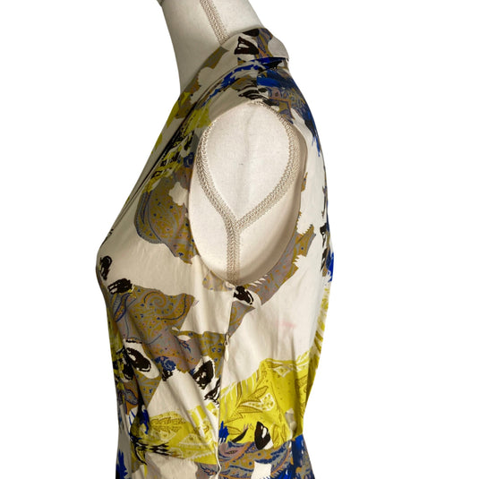 Etro Blue & Yellow Sheath Dress close up view