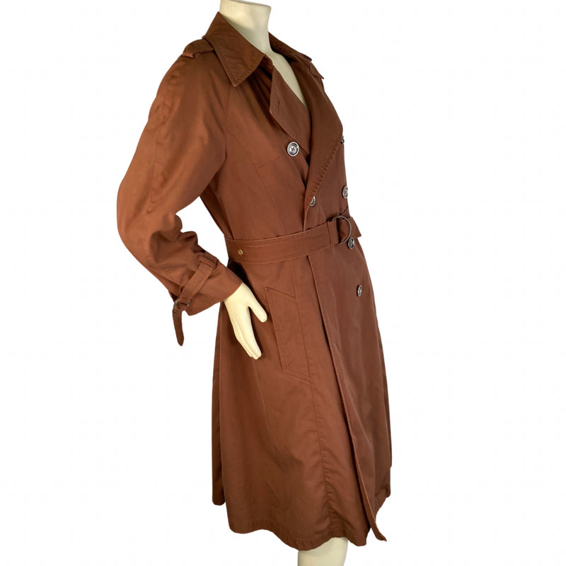 Load image into Gallery viewer, brown trench coat raincoat side view
