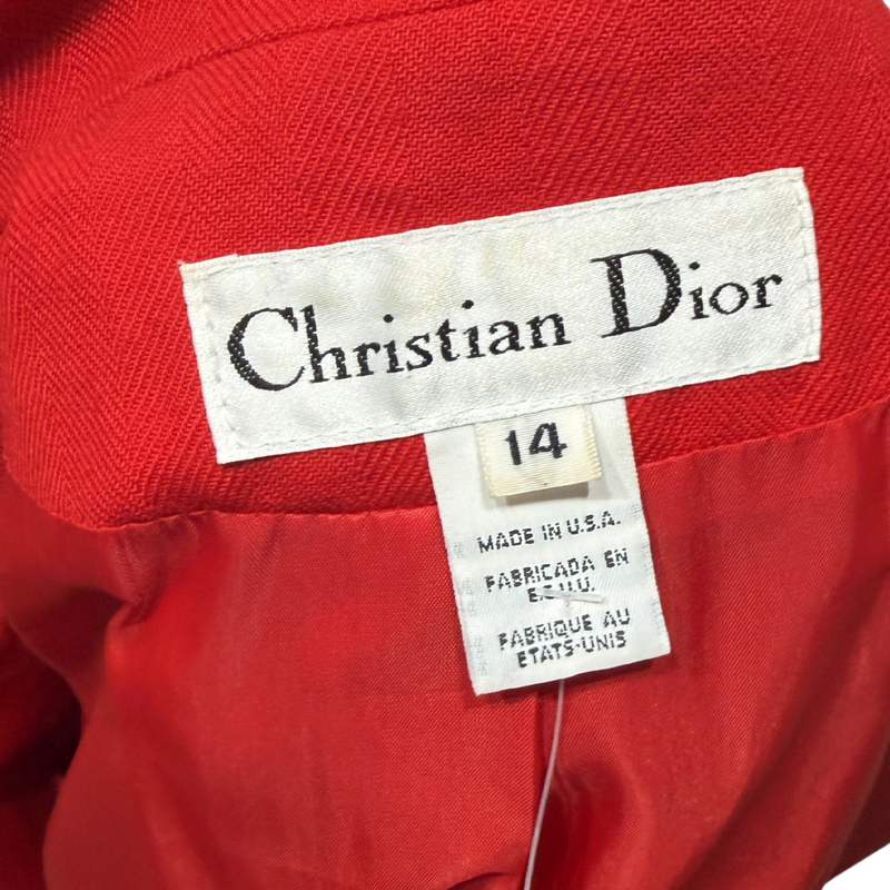 Load image into Gallery viewer, Christian Dior Red Buttoned Blazer Skirt Suit
