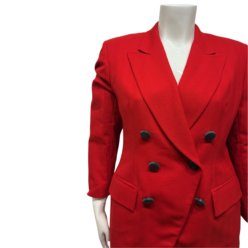 Load image into Gallery viewer, Christian Dior Red Buttoned Blazer Skirt Suit
