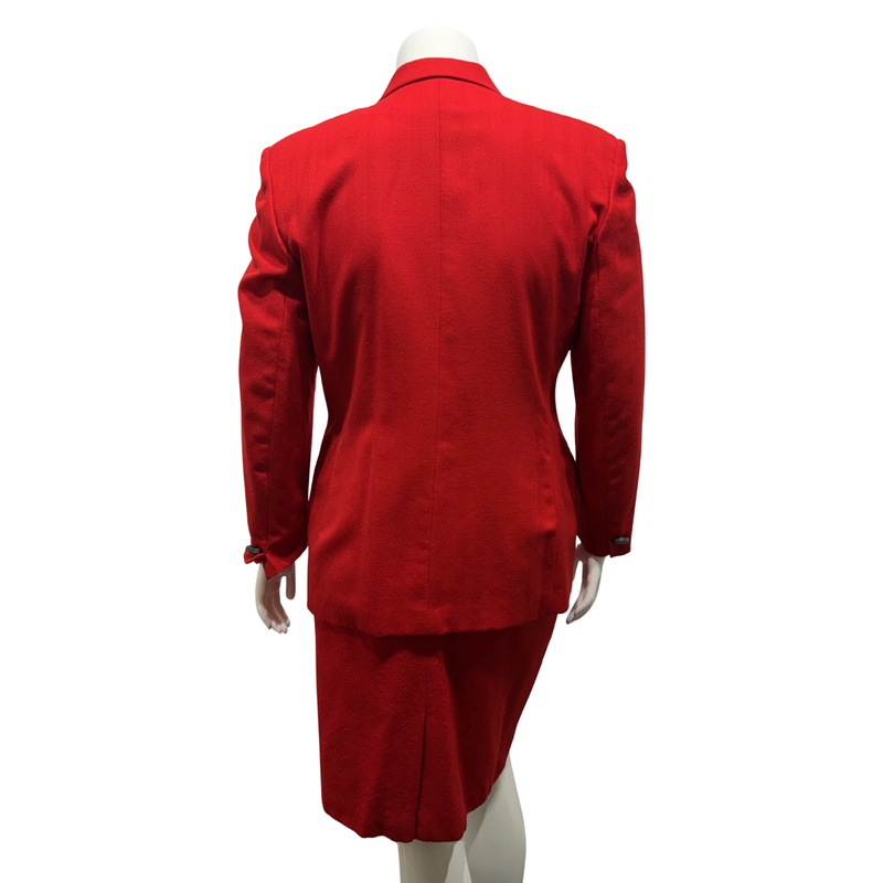 Load image into Gallery viewer, Christian Dior Red Buttoned Blazer Skirt Suit
