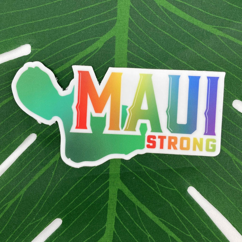 Load image into Gallery viewer, Maui Strong sticker on leaf
