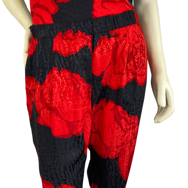 Load image into Gallery viewer, Trina Turk Rose Silk 2-Piece Set detailed pants view
